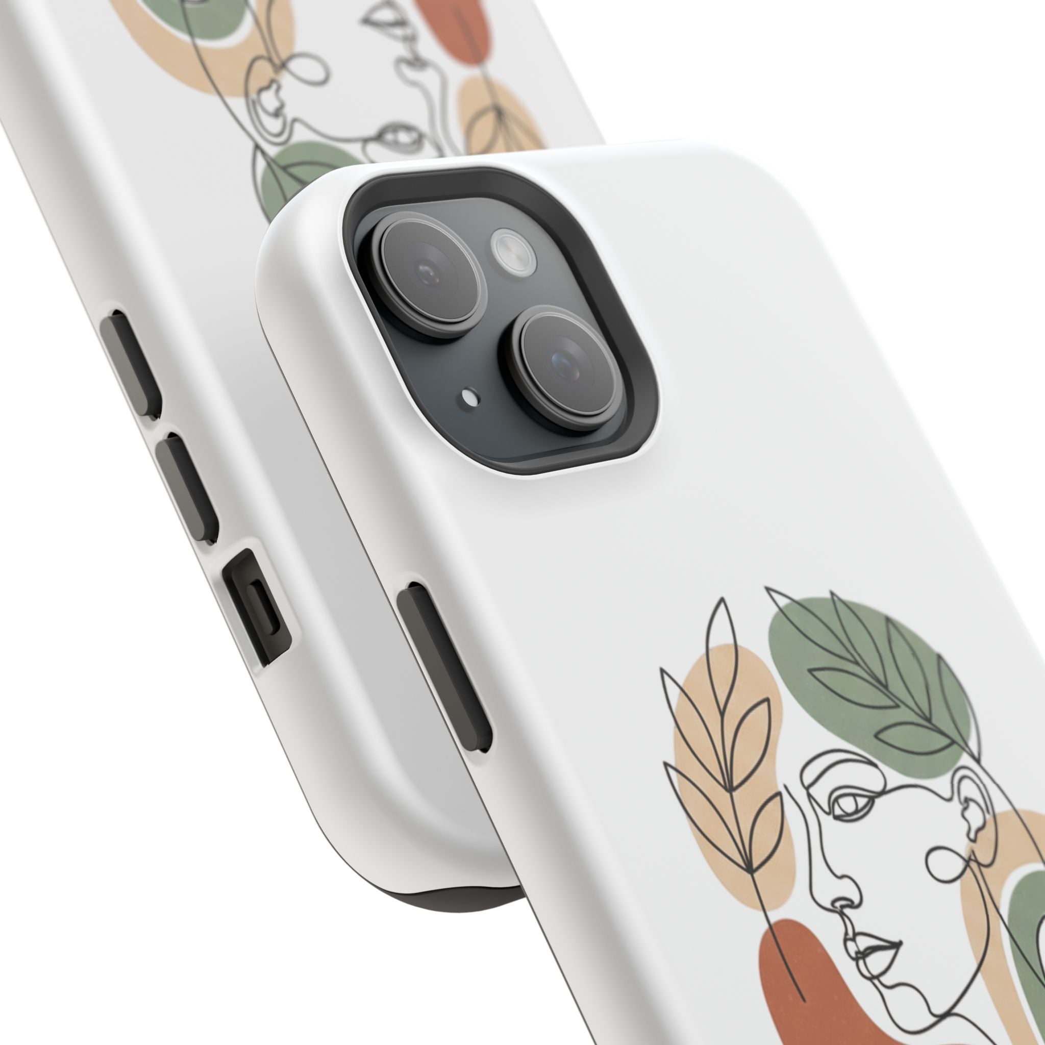 Boho Line-Face Phone Case — Terracotta Sage Minimalist Matte