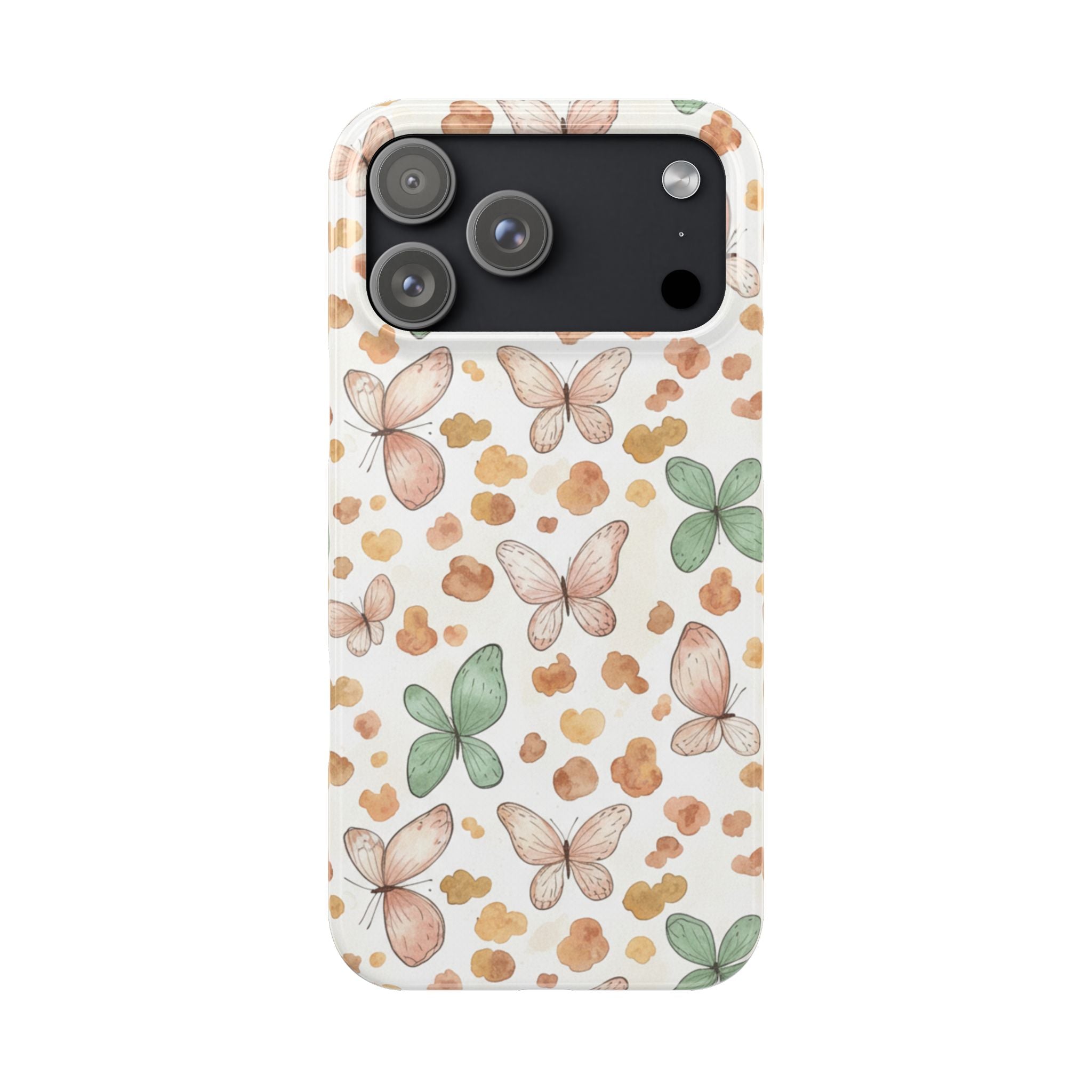 Cottagecore Butterfly & Deer Spots Slim Phone Case — Pastel Watercolor Storybook Pattern