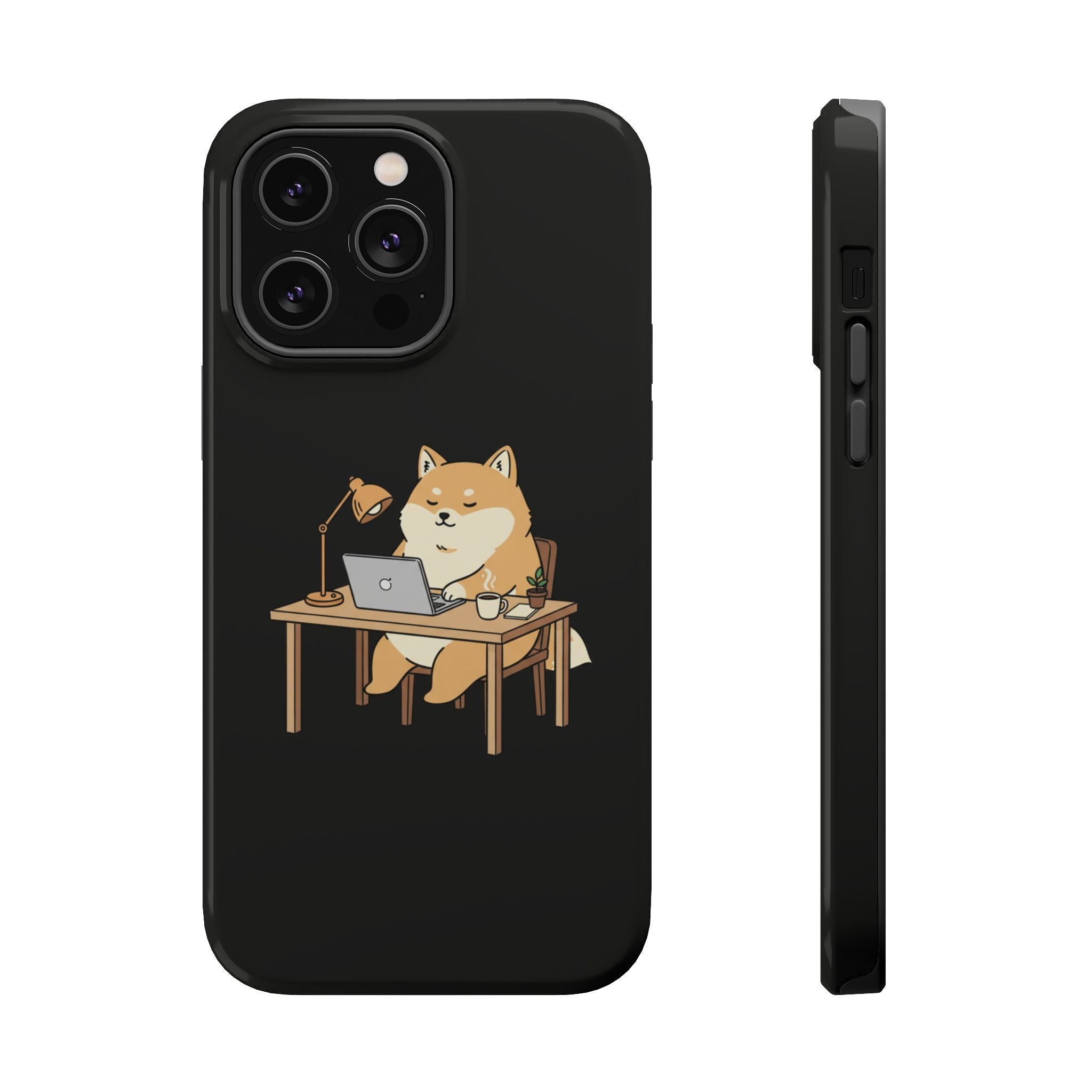Magnetic Impact-Resistant Phone Case — Cozy Desk Animal Illustration