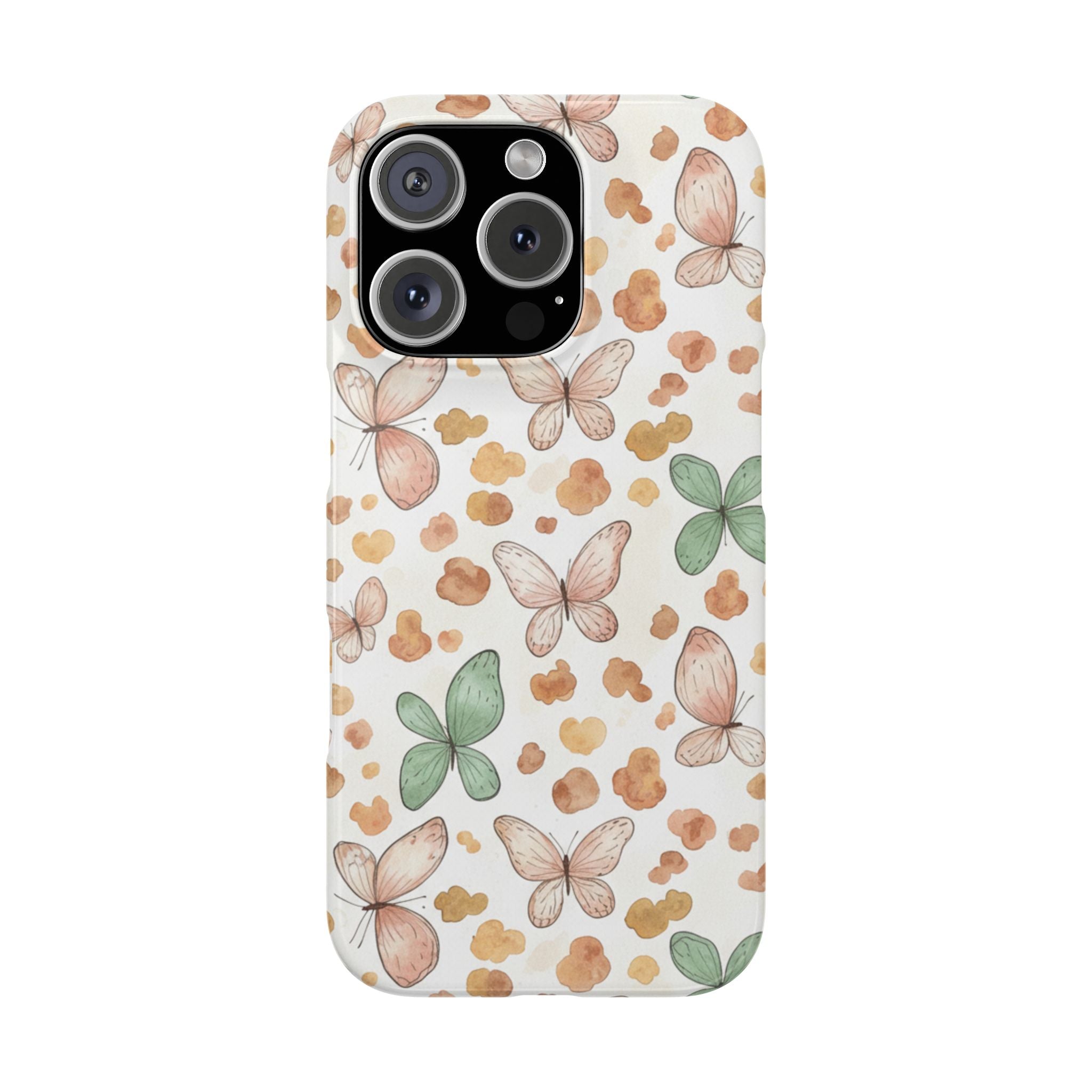 Cottagecore Butterfly & Deer Spots Slim Phone Case — Pastel Watercolor Storybook Pattern