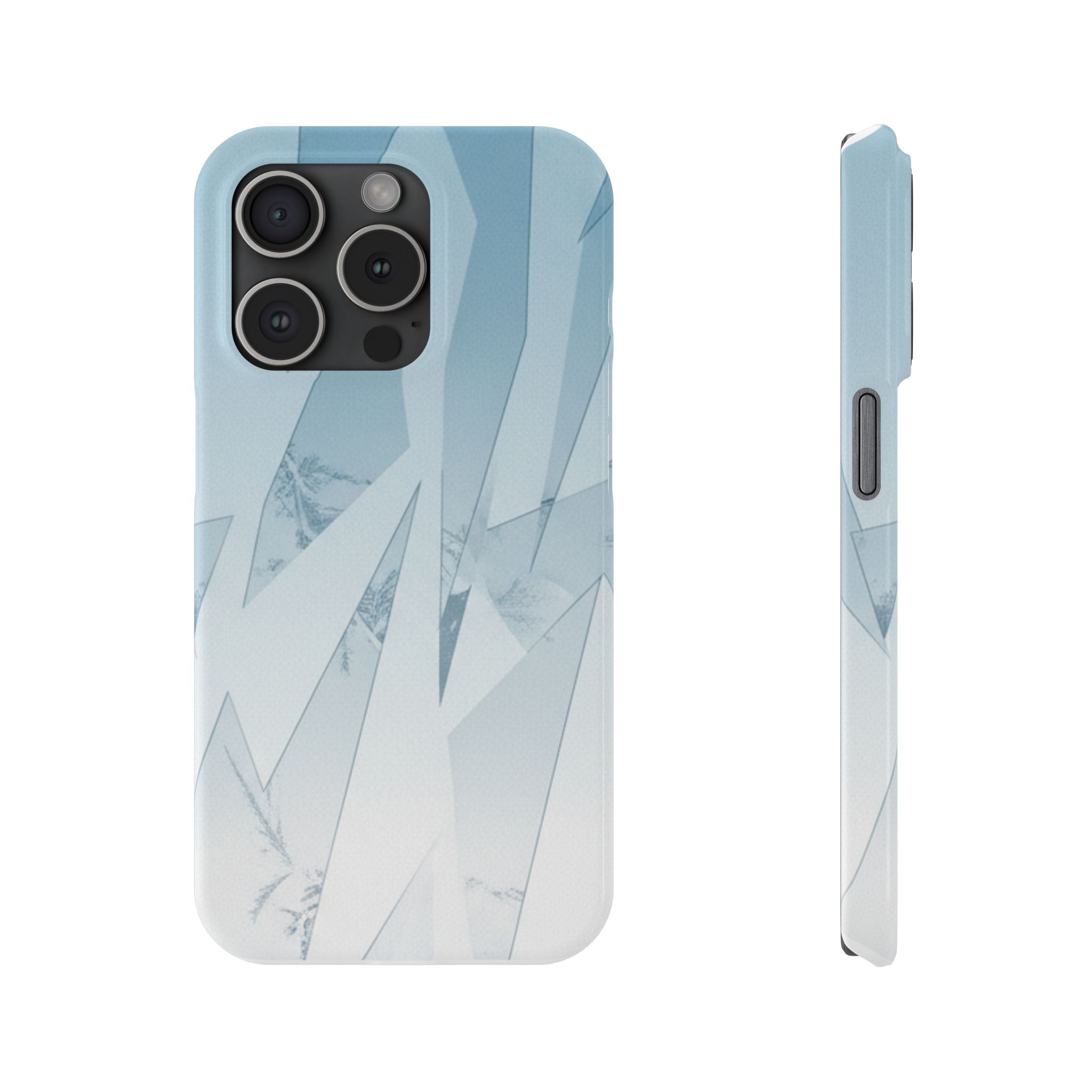 Icy Frost Minimalist Slim Phone Case — Frosted Glass Blue Gradient