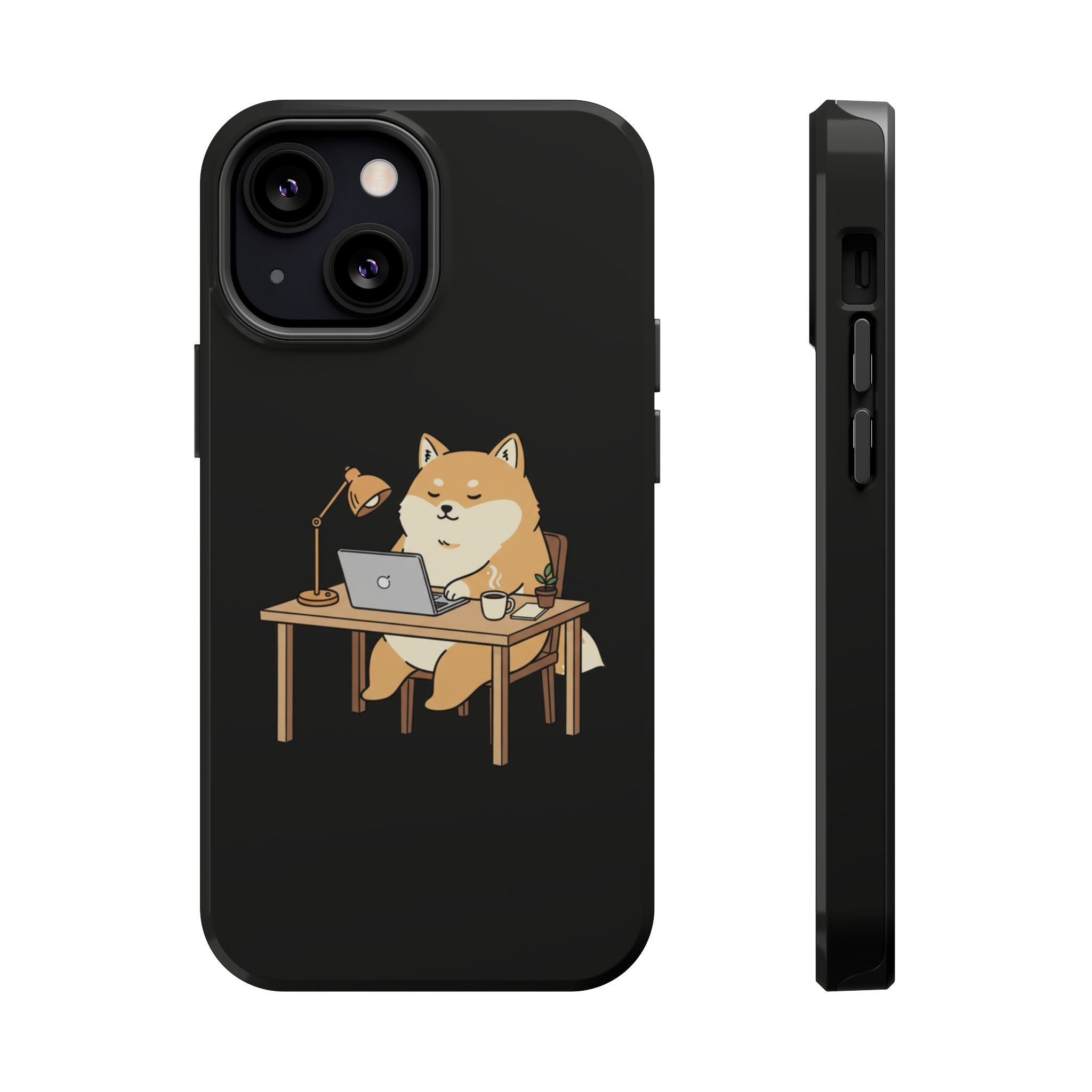 Magnetic Impact-Resistant Phone Case — Cozy Desk Animal Illustration