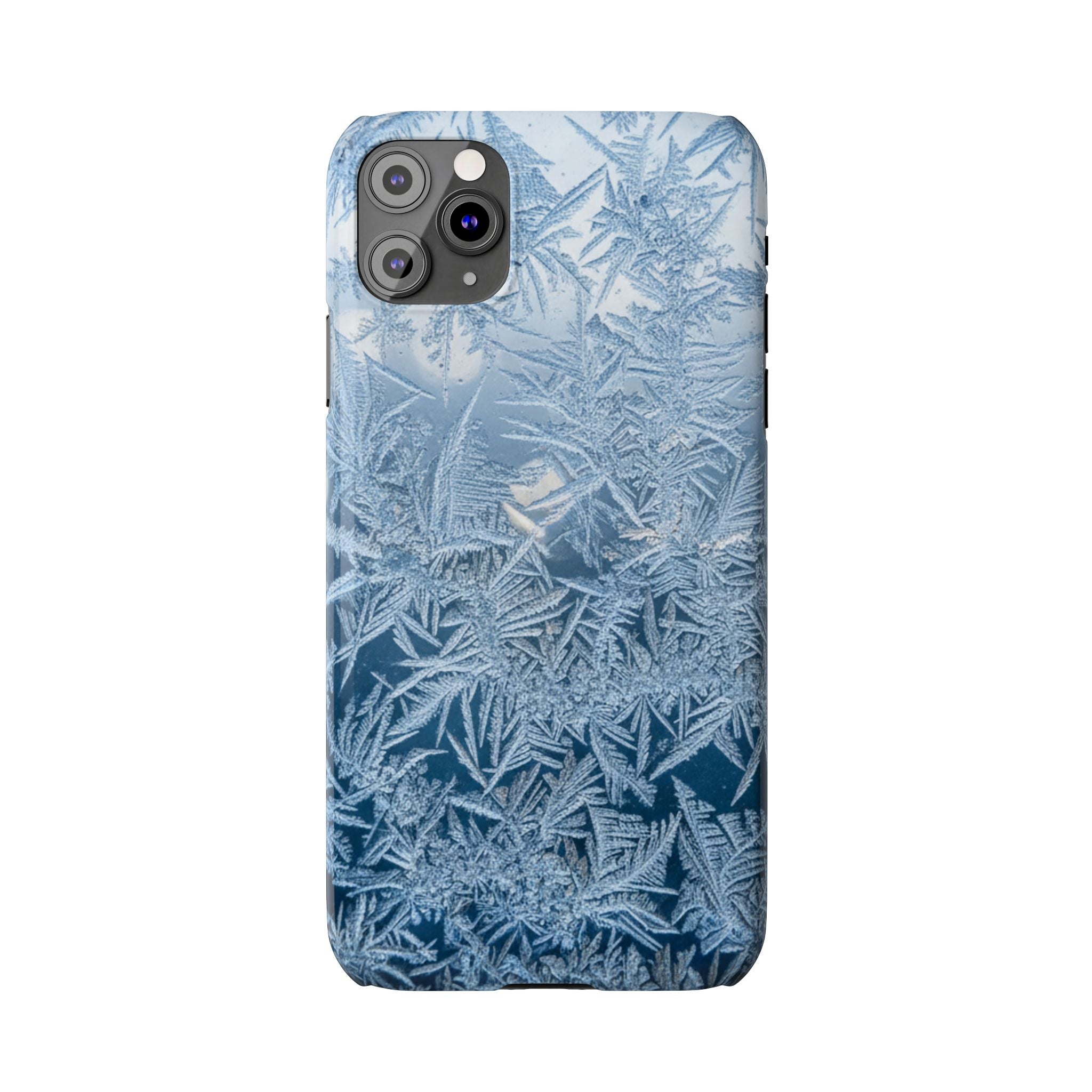 Frosted Window Macro Slim Phone Case — Blue Silver Ice Crystal Texture