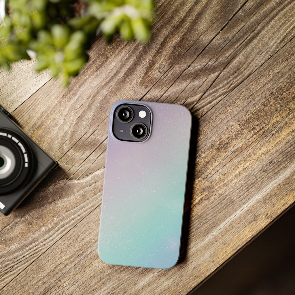 Opalescent Cosmic Slim Phone Case — Shimmering Moon Dust Purple & Blue Gradient