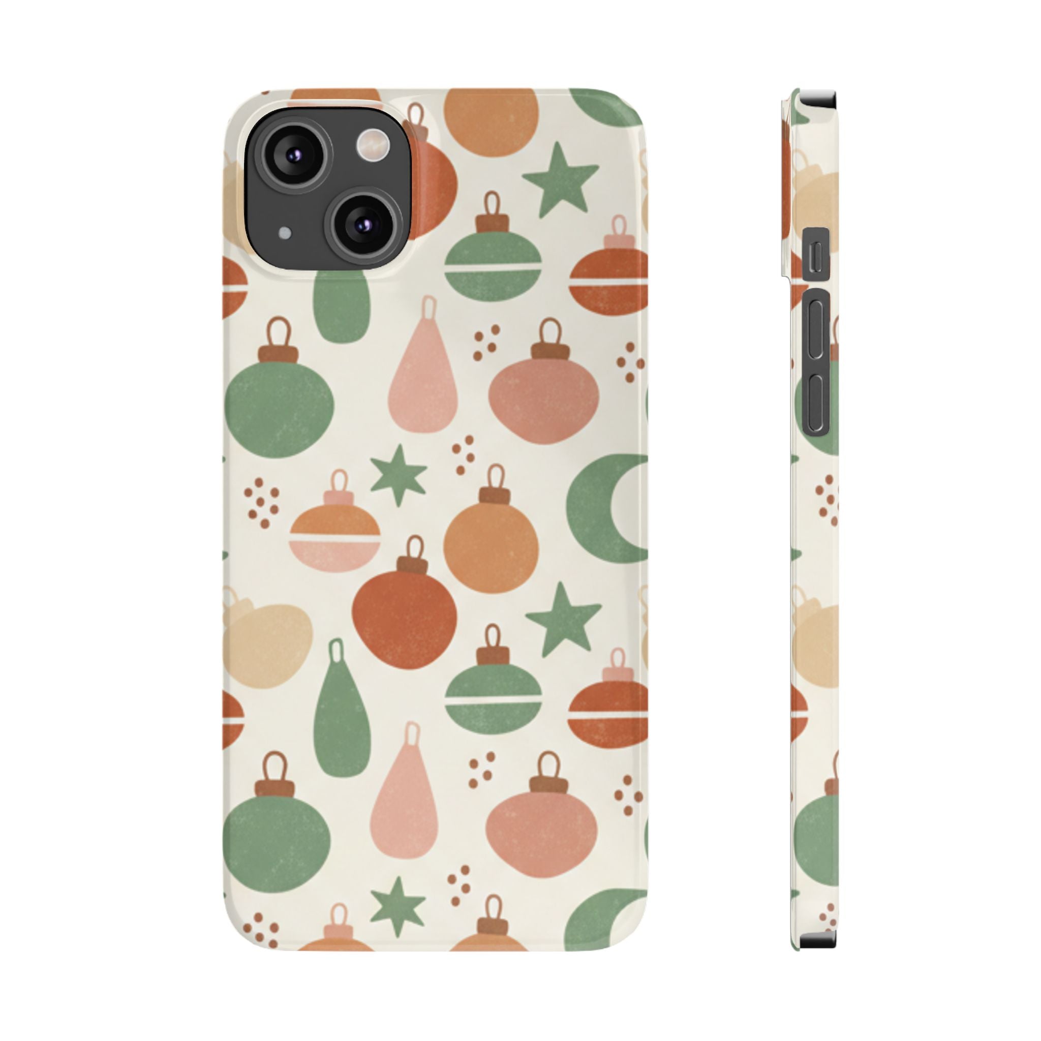 Holiday Ornament Pattern Slim Phone Case — Retro Christmas Baubles Design