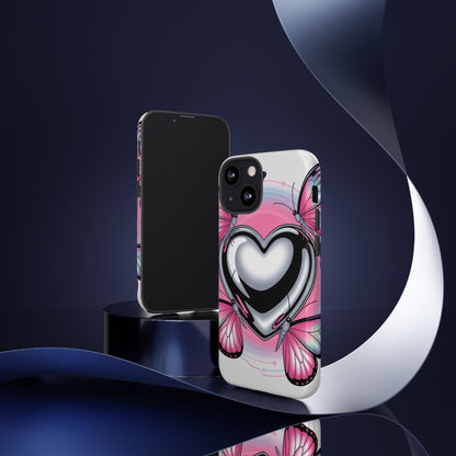 Phone Case - Y2K Aesthetic Chrome Hearts and Butterflies, Cybercore 2000s Vibe