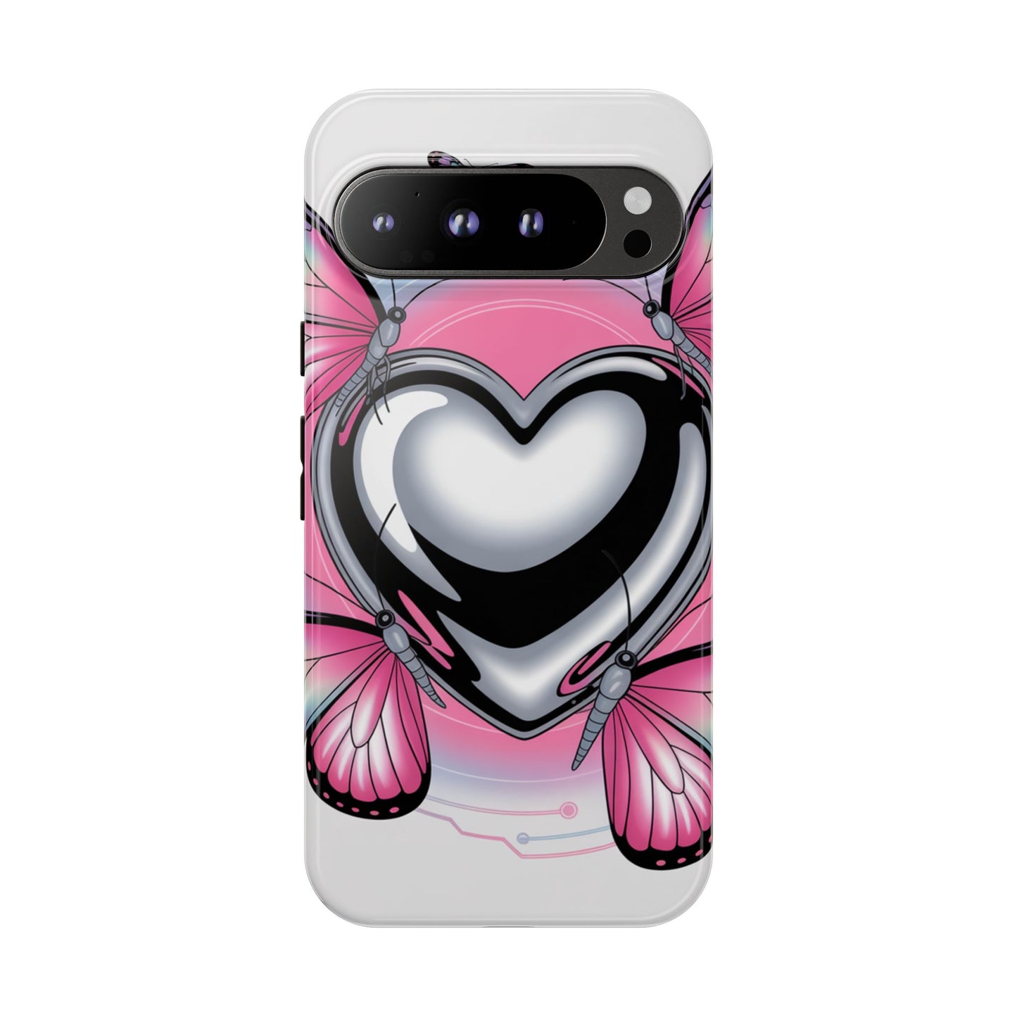 Phone Case - Y2K Aesthetic Chrome Hearts and Butterflies, Cybercore 2000s Vibe